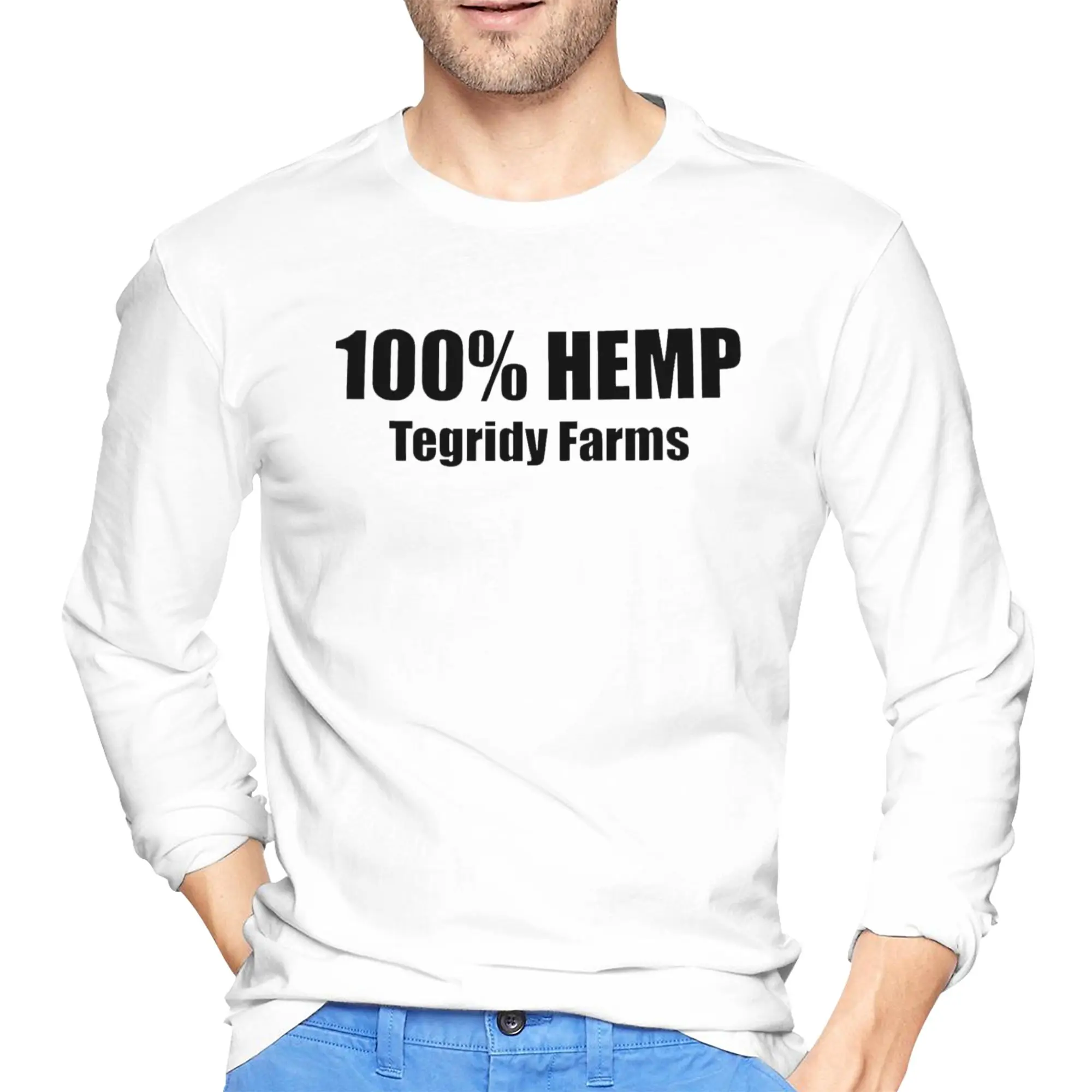 

Мужская футболка с длинными рукавами из 100% конопли, Tegridy Farms, модные футболки с круглым вырезом, весенние и осенние мужские топы