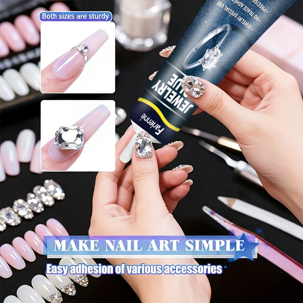 FARIENNE Jewelry & Craft Glue with Precision Steel Tip - Strong Quick-Dry Adhesive Suitable for Metal, Plastic, Ceramic, Rubber,