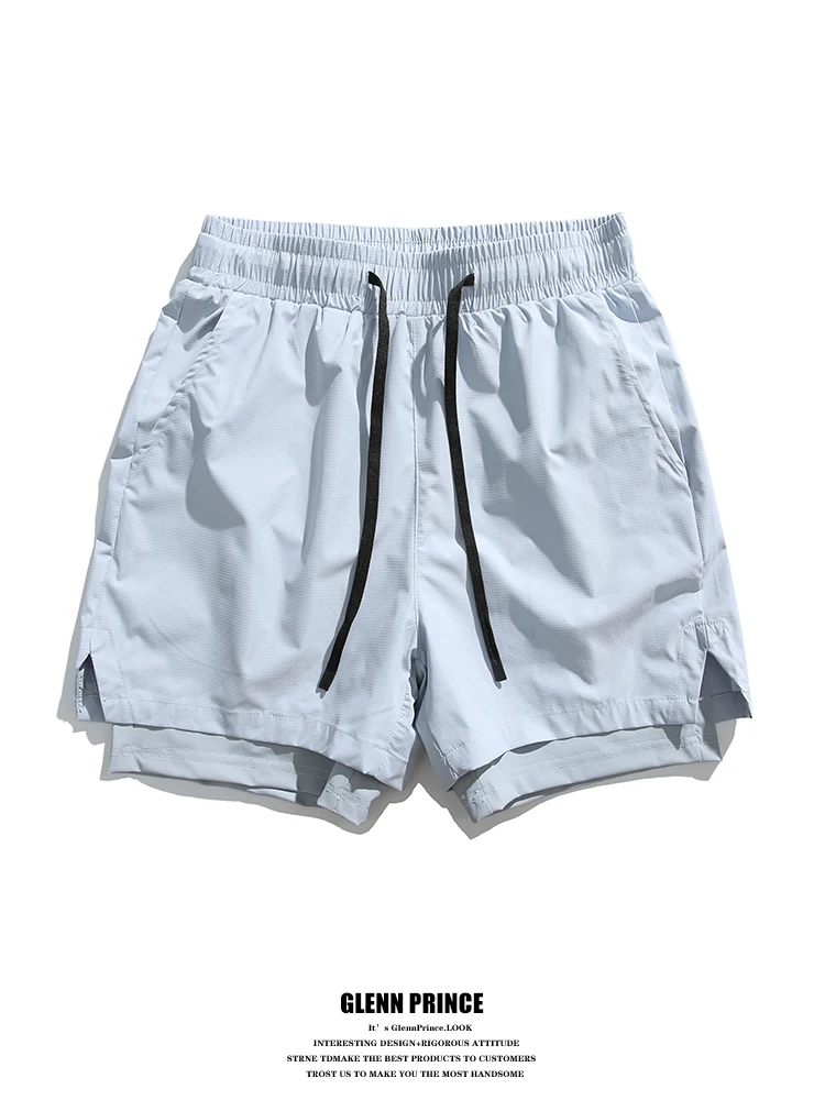 

GPstudio Men's Spor ort orts Summer Cool Qui Dry Running Anti-Light Cycling Pants Elastic Fake Two-Piece Outdoor Sports