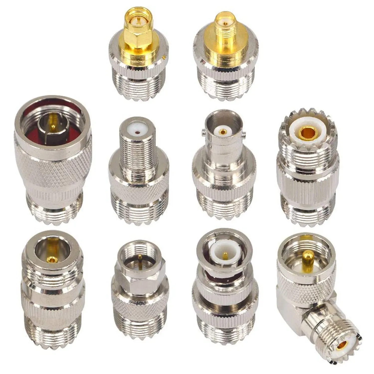 [NEWA64Z!】 20PCS RF Coaxial Connector Kit UHF SO239 PL259 Adapter Set UHF To SMA/BNC/N/UHF/F Adapter Coax Adapter For CB Antenna