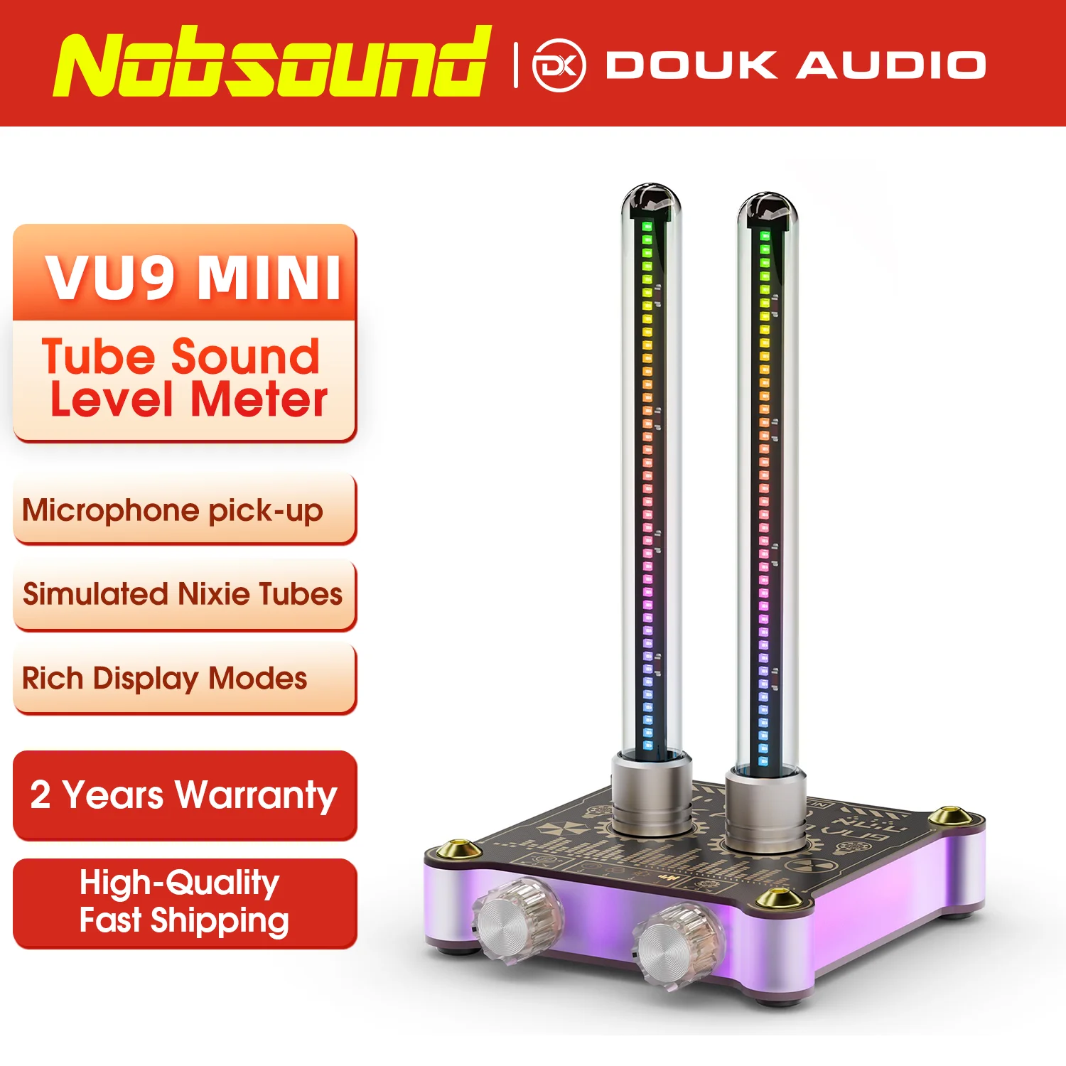 Nobsound MIC Pick-up Spectrum Analyzer Sound Level Meter RGB LED Rhythm Light Refer to Nixie Tube VU9 MINI
