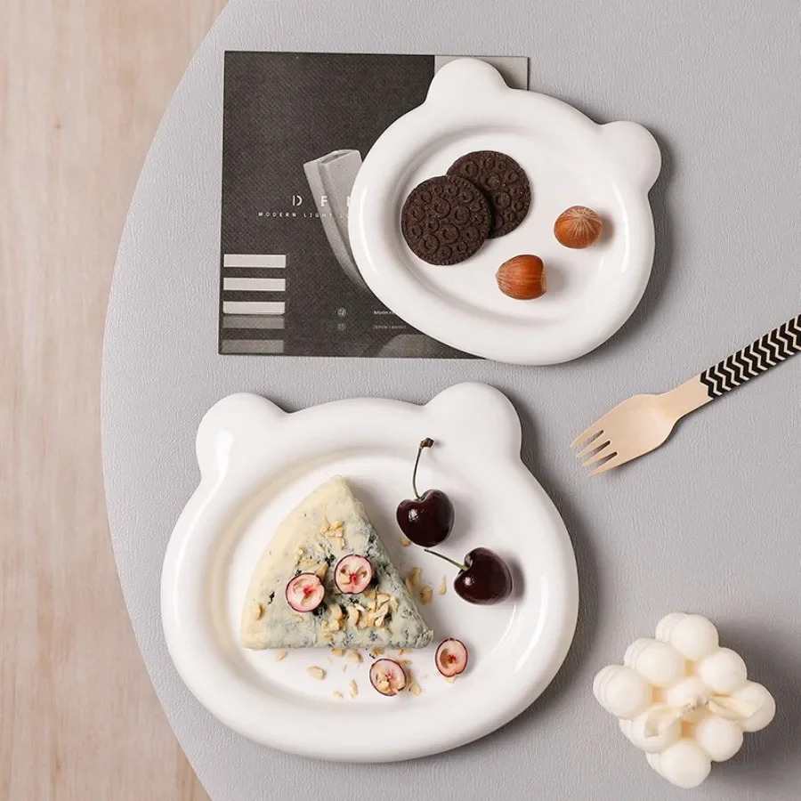 

Bear-shaped Ceramic Breakfast Plate Cute Cake Dessert Tray Afternoon Tea Tableware Weight Loss Plate for Kids Girls Gifts