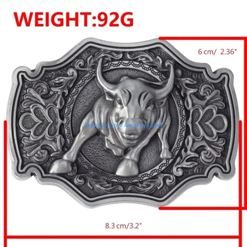 573B Hebilla cinturón metal Hebilla cinturón Hombres Hebilla cinturón occidental toro cuerno