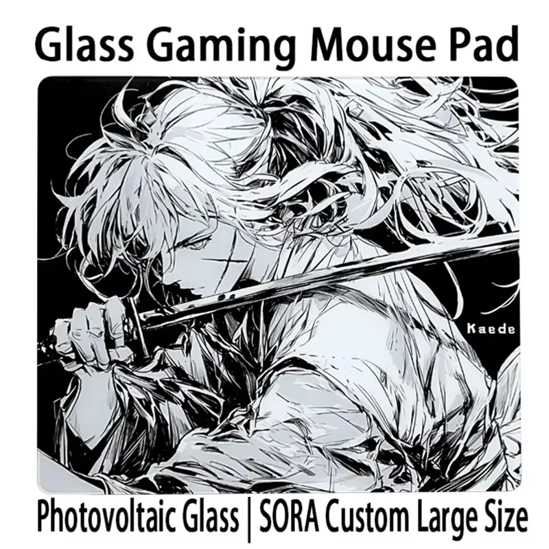 S-Skadira Anime Glass Mouse Pad Kaede SORA YUME Frosted Surface Desktop Mat Tempered FPS Custom Office Gaming Mousepad 45X40CM