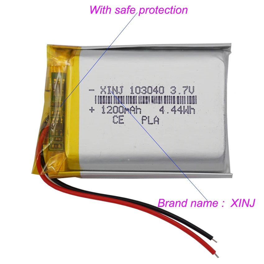 3.7V 1200mAh 4.44Wh Lipo Replacement Rechargeable Li ion Battery 103040 For Bluetooth Device GPS DVD Camera Driving Recorder LED