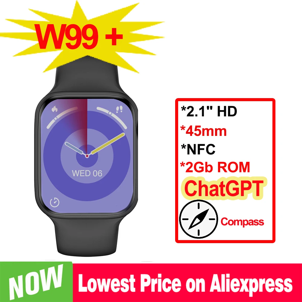 AMOLED W99+ Watch Series 9 Smart Watch 45MM OS10 Compass NFC Bluetooth Call Music Player W99 Plus Smartwatch