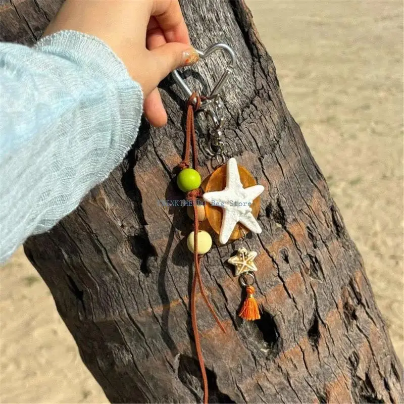 340D Trendy Starfishes Shaped Bag Embellishment Practical Resin Bag Charm Keychain