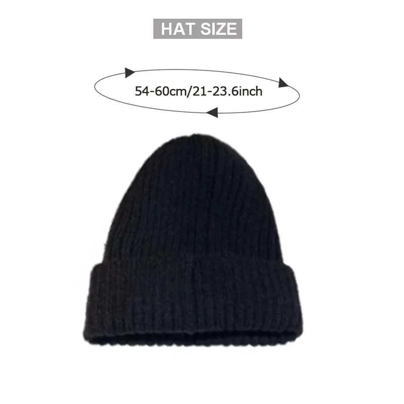 New Candy Colors Winter Hat Women Knitted Hat Warm Soft Trendy Caps Kpop Style Wool Beanie Elegant All-match Cap