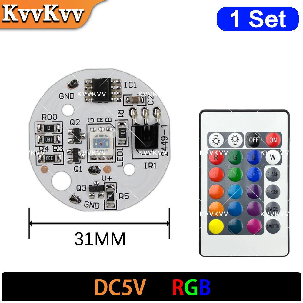 5V USB RGB Light Source LED Light Panel Colorful Gradient 3W DIY Remote Control Dual 24 Color Temperature Switch Color Changing