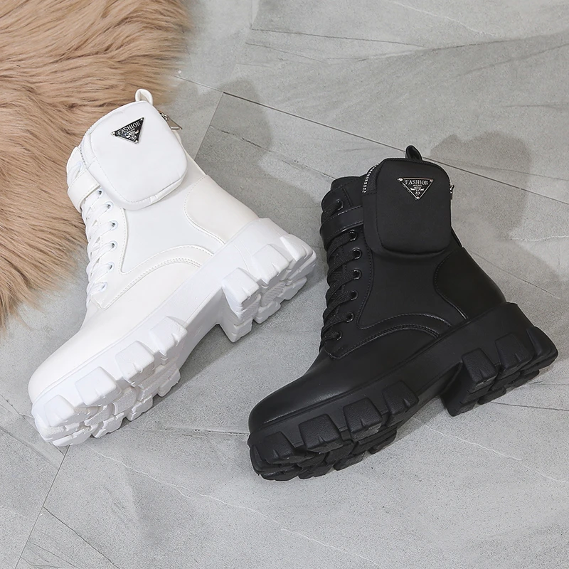 2022 Winter New Boots for Women Fashion Women's Boots Lace Up Shoes for Women Motorcycle Boots Botines Ladies Botas De Mujer