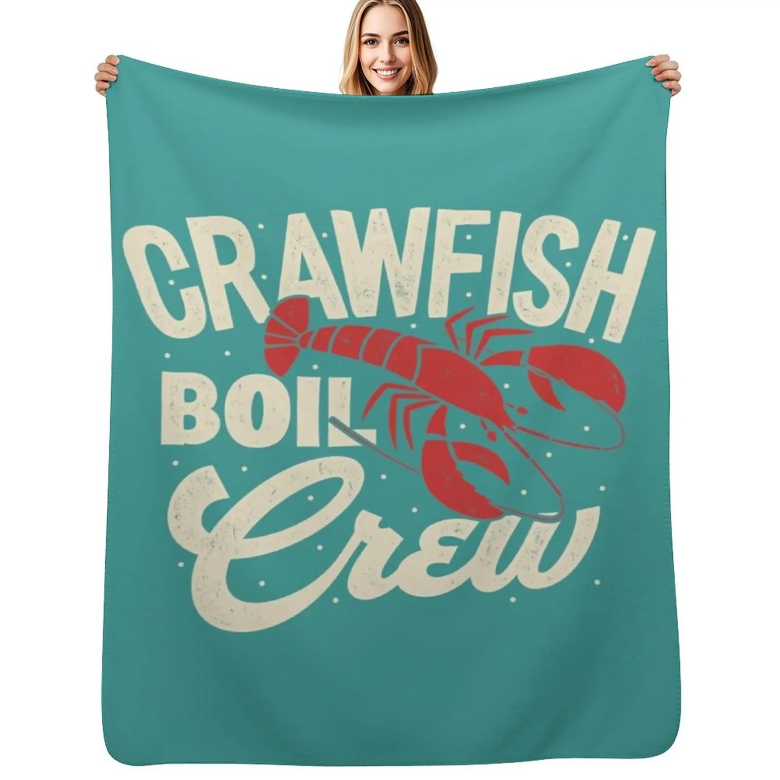 Crawfish Boil Crew Cajun Crayfish Seafood Festival Party T-Shirt Throw Blanket Flannel Fabric Custom Luxury Blankets