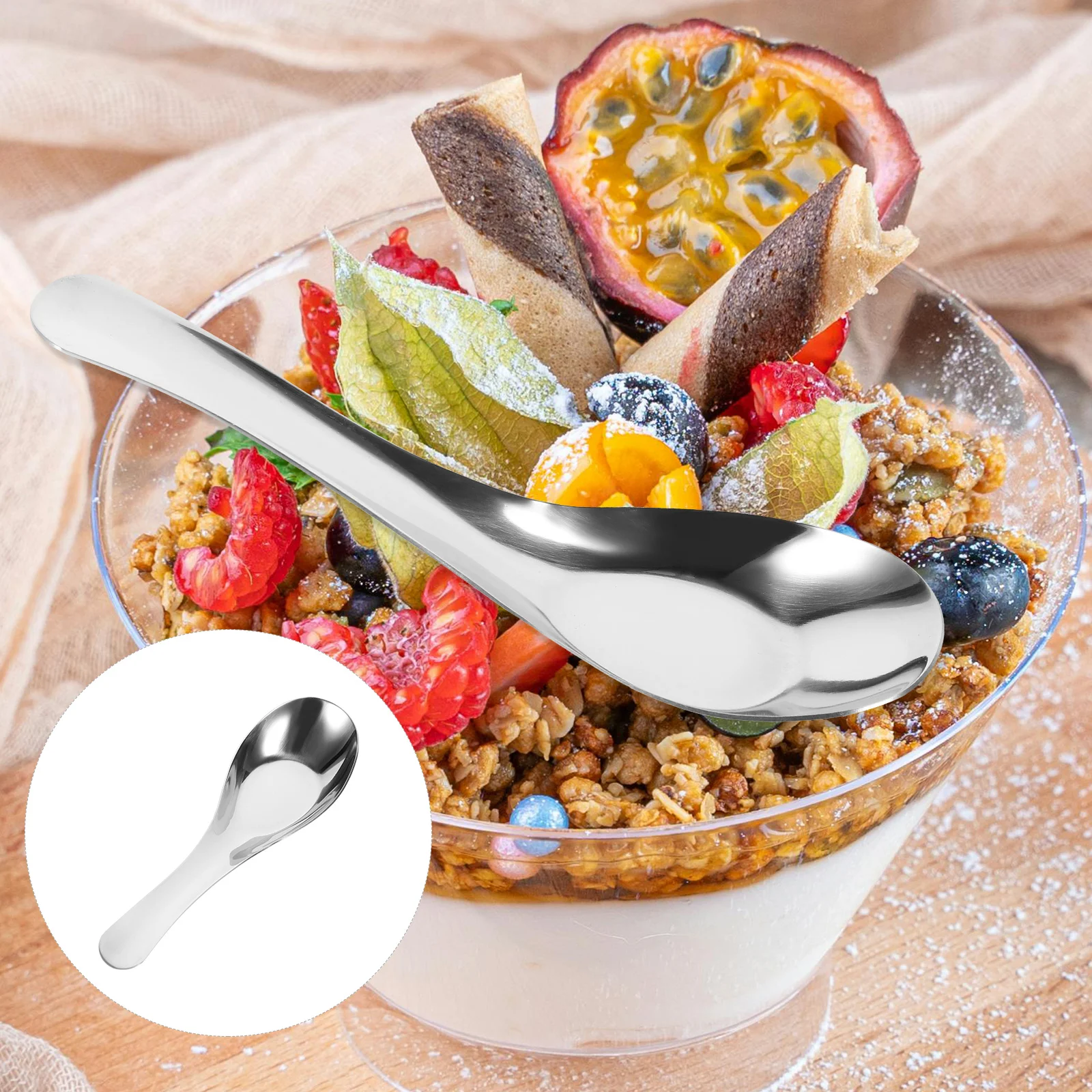 2 Pcs Flatware Tablespoon Cereal Spoons Porridge Drinks Small Silver Restaurant Scoop Stainless Steel Soup Child