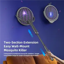 TINSOL Retractable Electric Mosquito Racket Rechargeable Rotating-Head Mosquito Killer Indoor/Outdoor Dual-Use Mosquito Killer 3