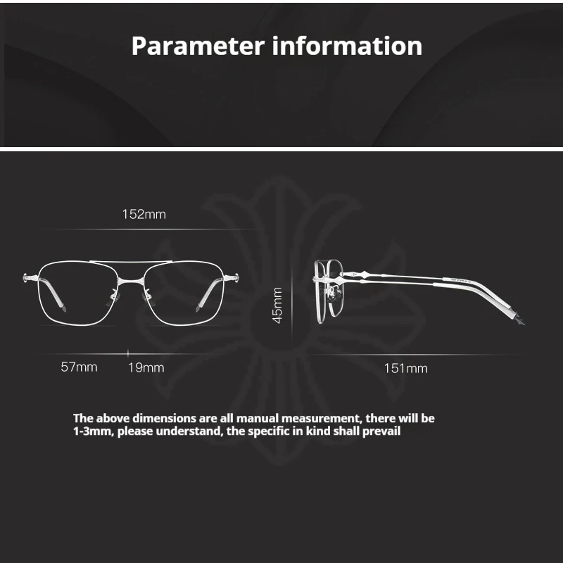 Brand Progressive Multifocal Eyeglasses Large Frame Alloy Glasses Frame Flight Glasses Fashion Big Face Spectacles Retro Eyewear