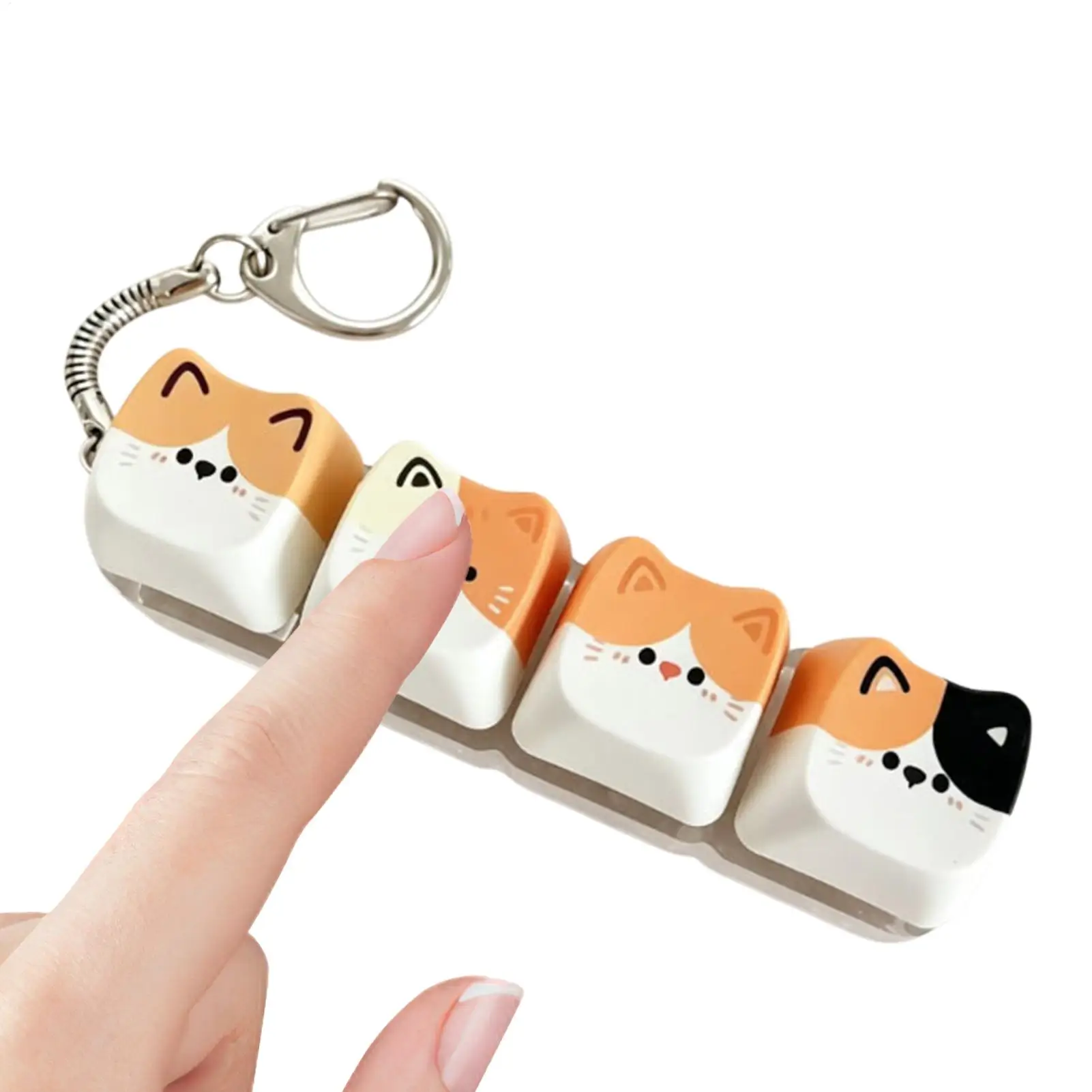 Keyboard Clicker Fidget Cute Cat Mechanical Keyboard  Tester Kawaii Keycap Keychain Creative Fidget Toy Bag Pendant Gifts