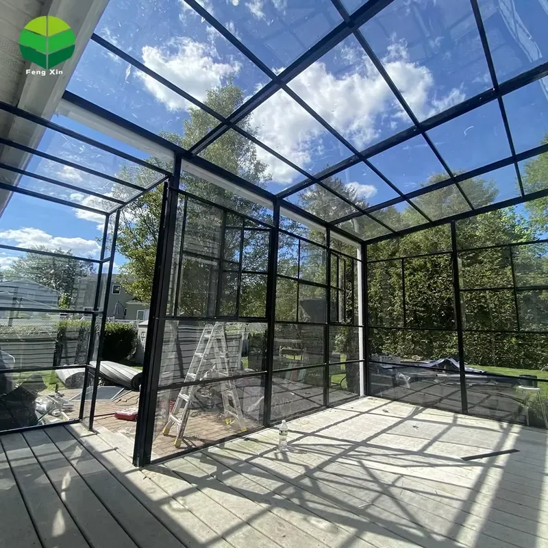 Modern Aluminum Glass Sunroom for Solarium Patio Exterior Glass House Waterproof Windproof Sunroom