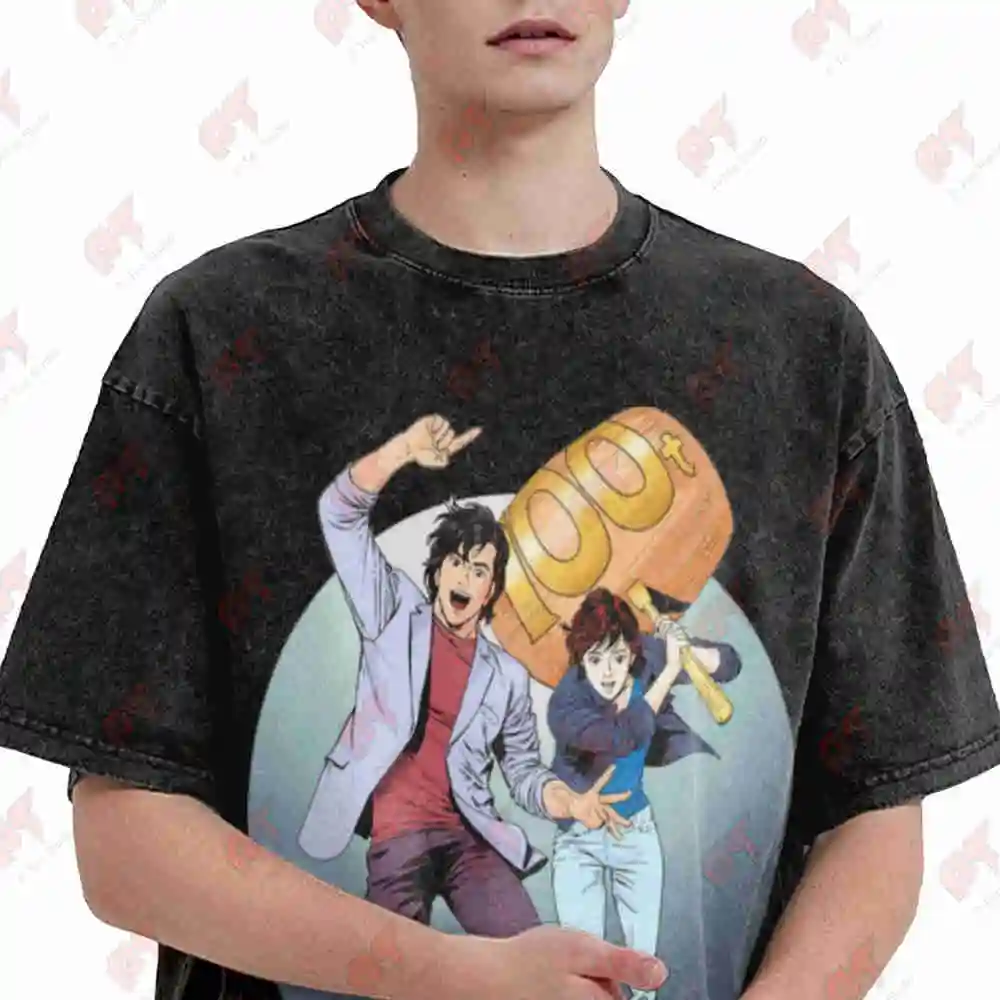 Nicky Larson 100 Tonnes Vintage Washed Tee Pure Cotton T-Shirt