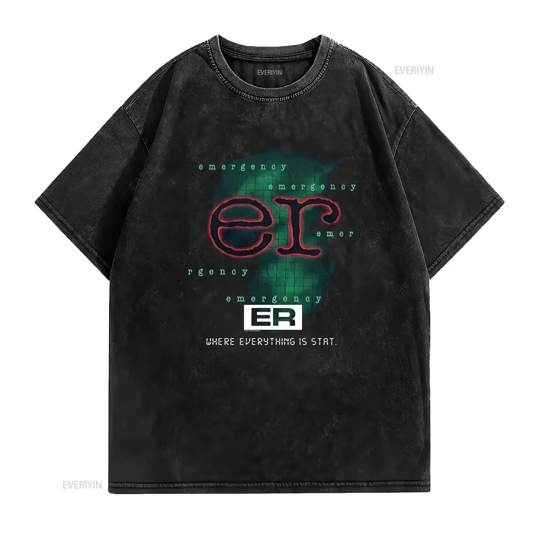 ER Emergency TV Show T Shirt Black Cotton Adult S 5XL UB408 vintage Washed Comfortable Versatile streetwear fashion graphic