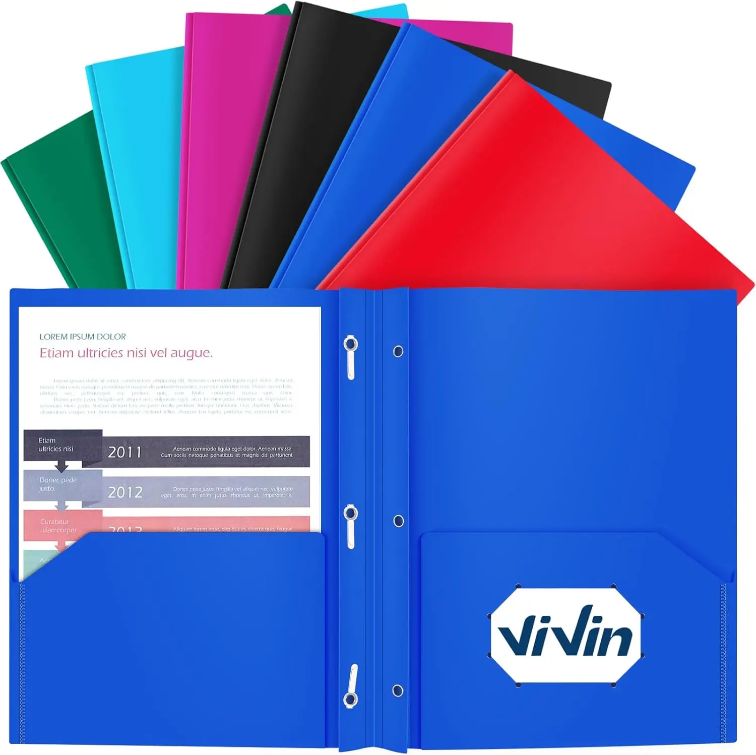 

5 прочных пластиковых папок с карманами и зубцами, 2 карманные папки с 3 зубцами, подходят для бумаги размером 8,5*11 букв, для школы