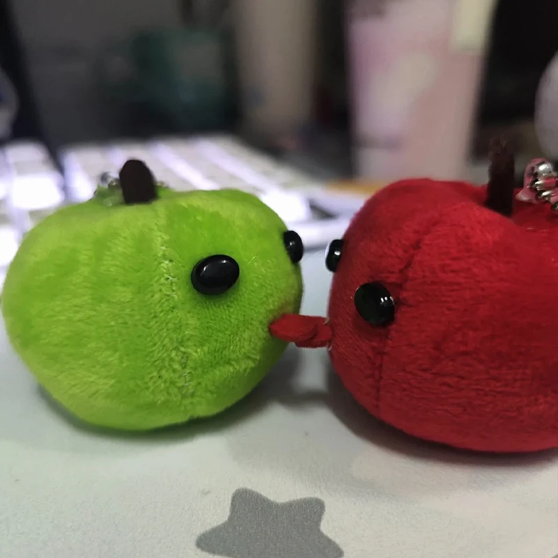 1-10pcs Funny Ugly Cute Tongue Sticking Green Red Apple Plush Toy Backpack Pendant Keychain Gifts