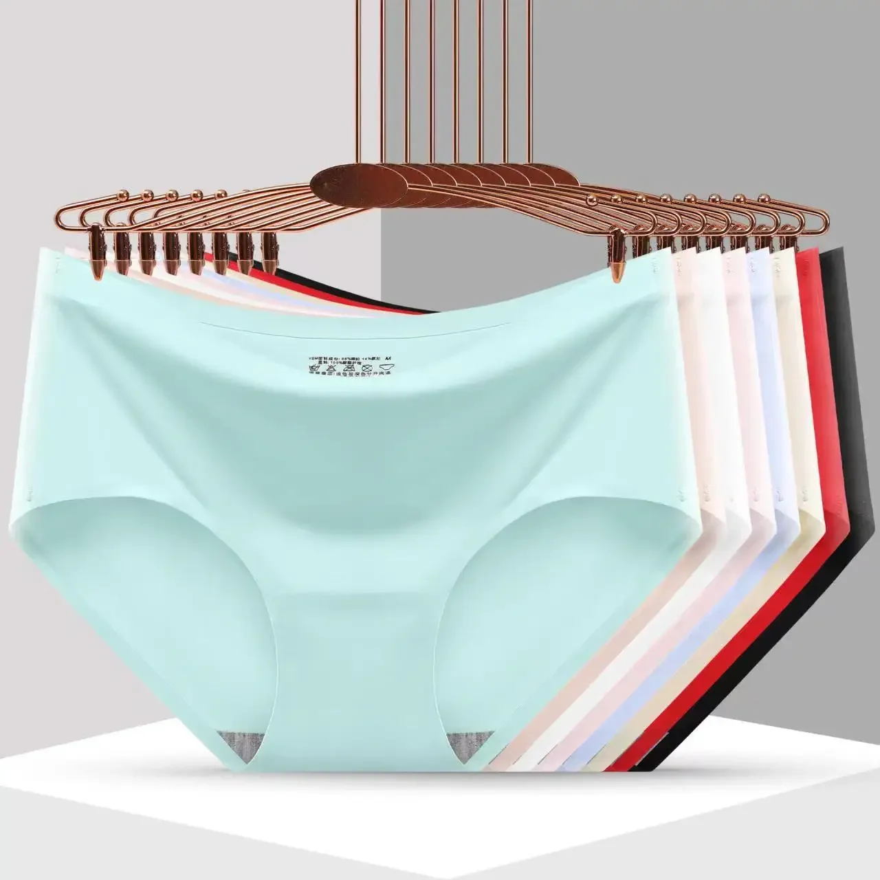 

Women's Seamless Ice Silk Panties Intimate Comfort Mid-Waist Briefs Large Size M-XXL Multiple Color Options Lingerie 1 Piece