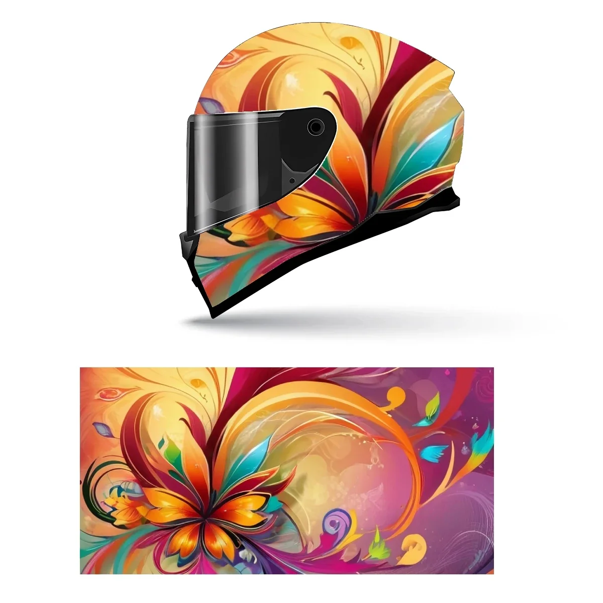 

Abstract Flowers Full Helmet Wrap Sticker Motorcycle Helmet Racing Graphic Decal Vinyl Wrap Helmet Decorative Sticker