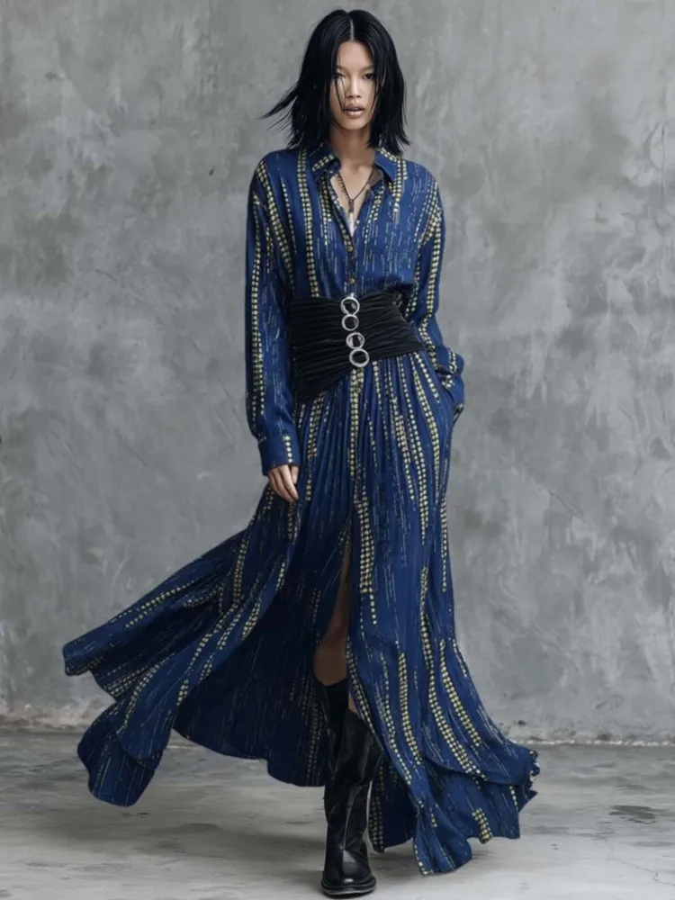 Long Sleeve Turn Down Collar Shirt Blouse Dress Women Sexy Club Maxi Dresses 2026 Spring Summer Skinny Stretchy Party Vestidos