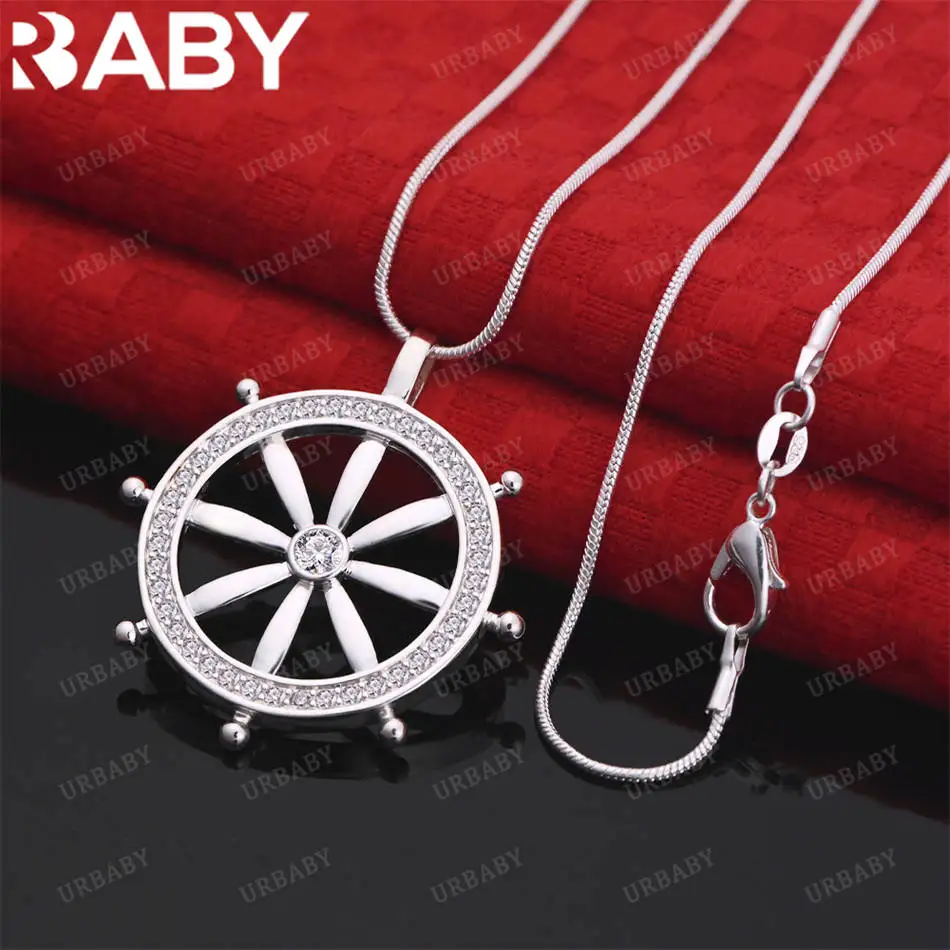 

URBABY 40-75cm 925 Sterling Silver Rudder Pendant Necklace For Men Creativity Gifts Street All-match Party And Daily Wear