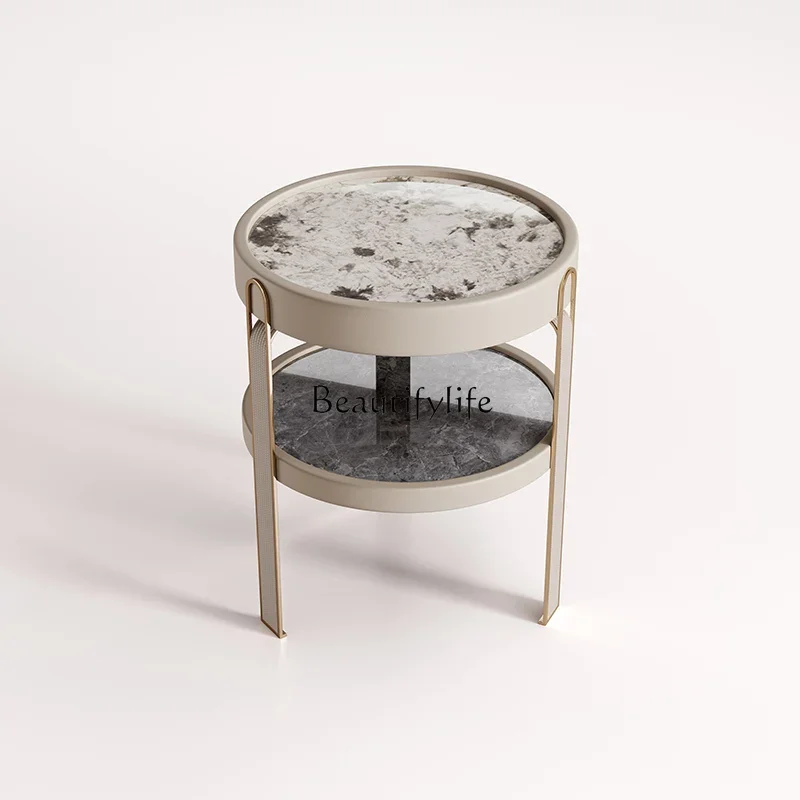 

13Итальянский минималистичный журнальный столик для гостиной, дома, свет, роскошный двойной маленький круглый столик