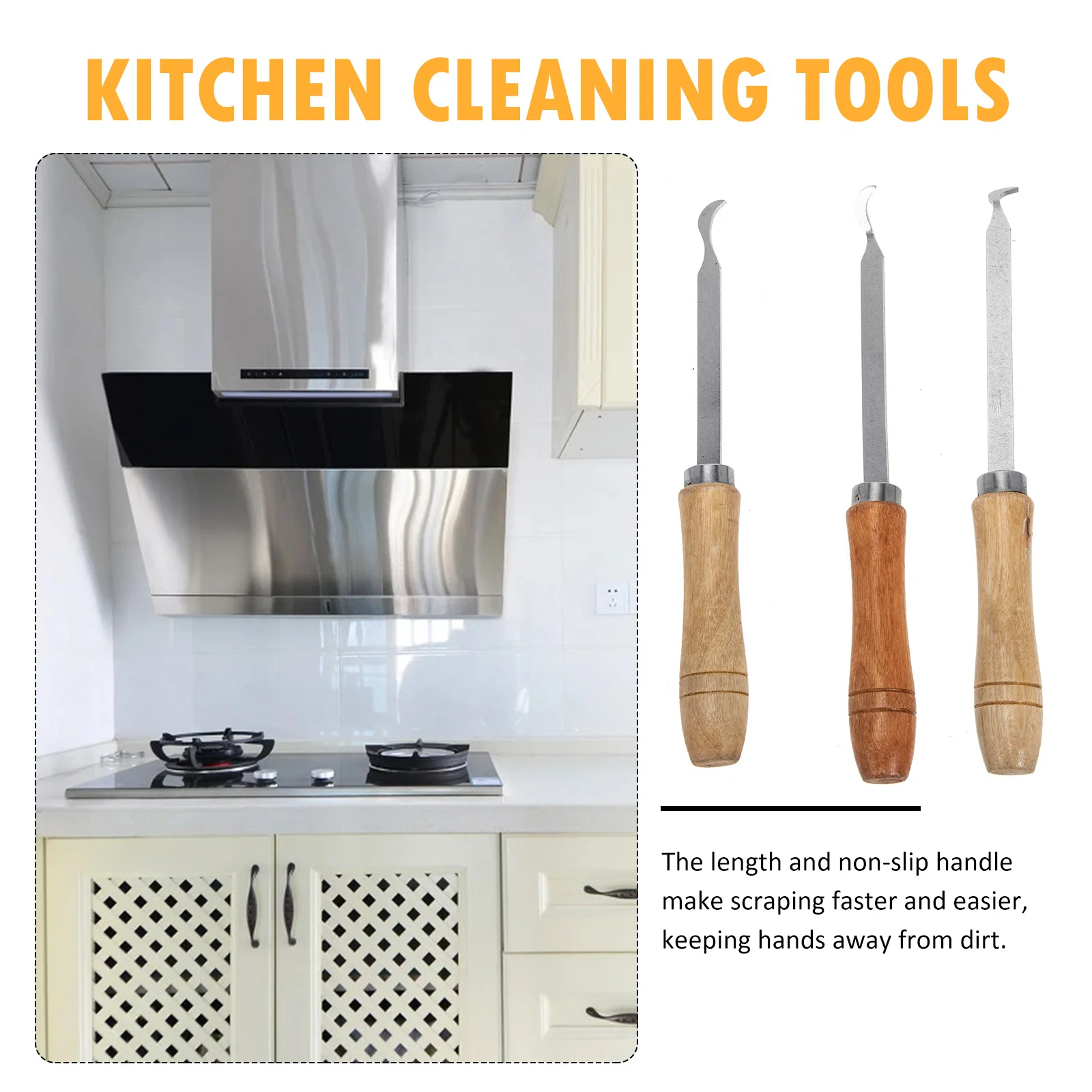 

3Pcs Cleaning Tools Set Heavy Duty Scraper for Range Hood Wind Wheel Removal of Tough Stains Kitchen Cleaning Scraping Tool