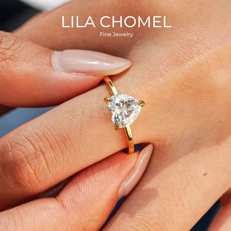 

Lover Valentine's Day 18K Gold Women Wedding Bands 2CT Heart Moissanite Diamond Wife Birthday Gift Girl Engagement Fine Jewelry