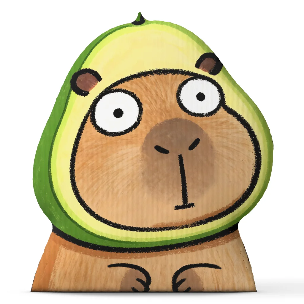 Cute Capybara in Avocado Costume Stuffed Throw Pillow Kawaii Animal Cushion Shaped Decorative Accent for Sofa Bed Home Decor