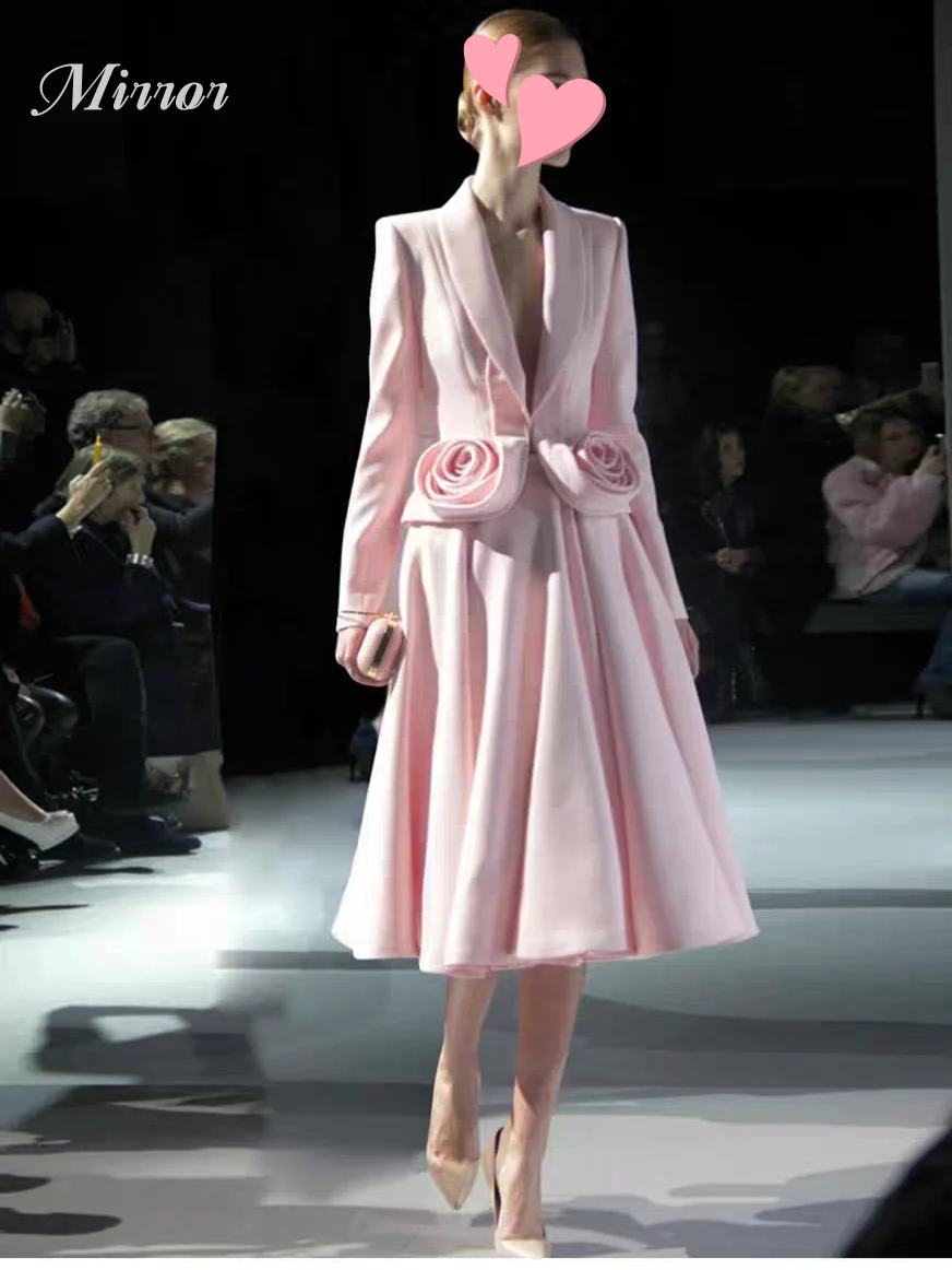 

Mirror Dress Elegant Vintage Sweet Pink Flowers V-Neck New Stylish Customized Formal Occasion Prom Dress Evening Party Gowns