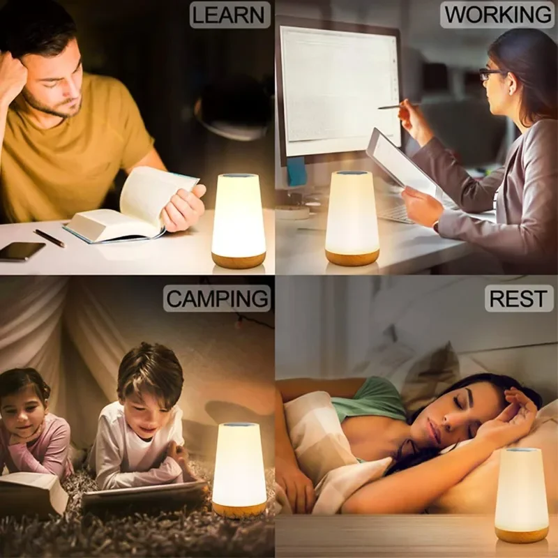 LED Table Lamp Touch Night Light USB Rechargeable Remote Control Dimmable Light with Muti-Colour Modes Beside Lamp for Bedroom