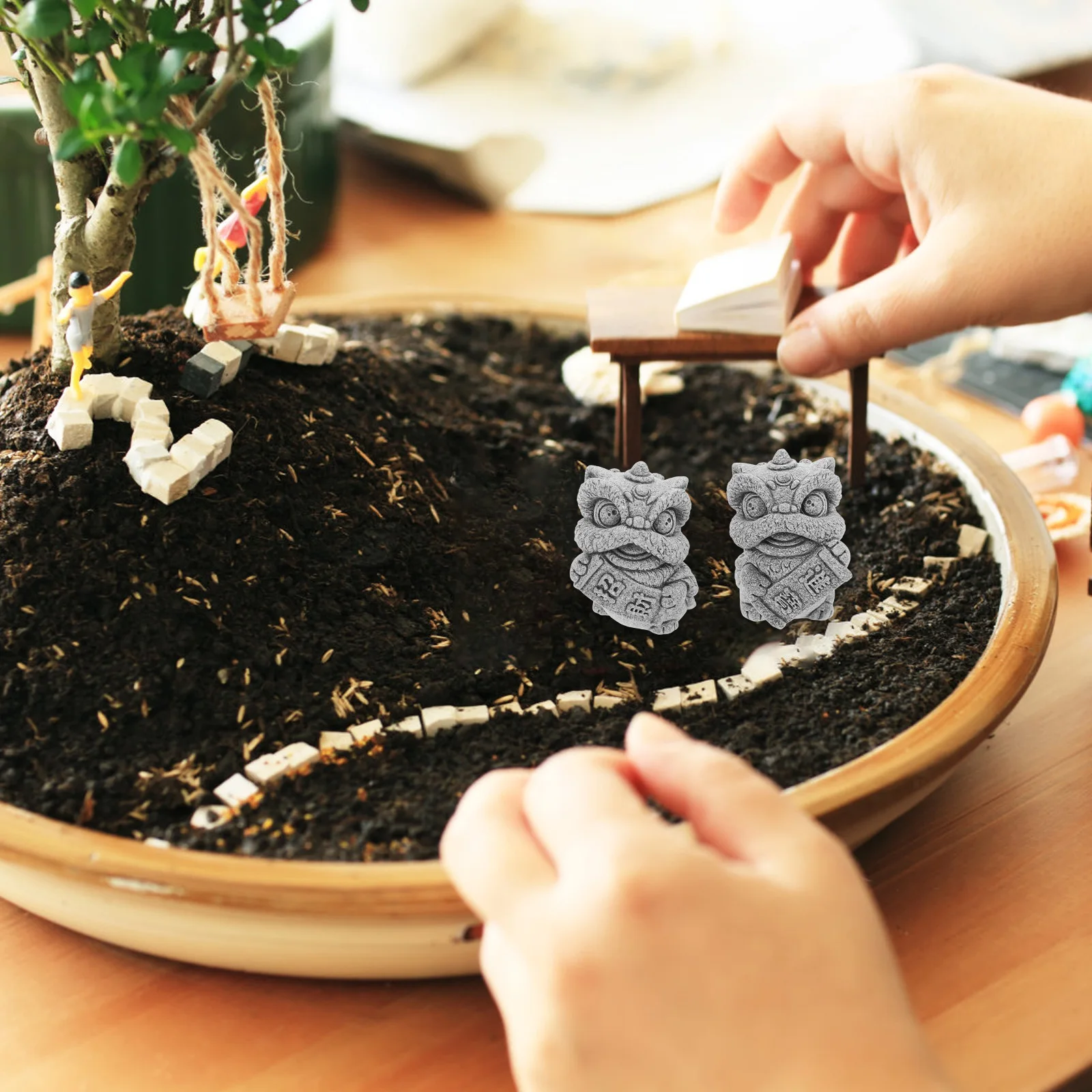 

Ornaments Resin Statue Faux Stone Carving Decor Aquarium Hideout Mini Sculpture Powder Tea