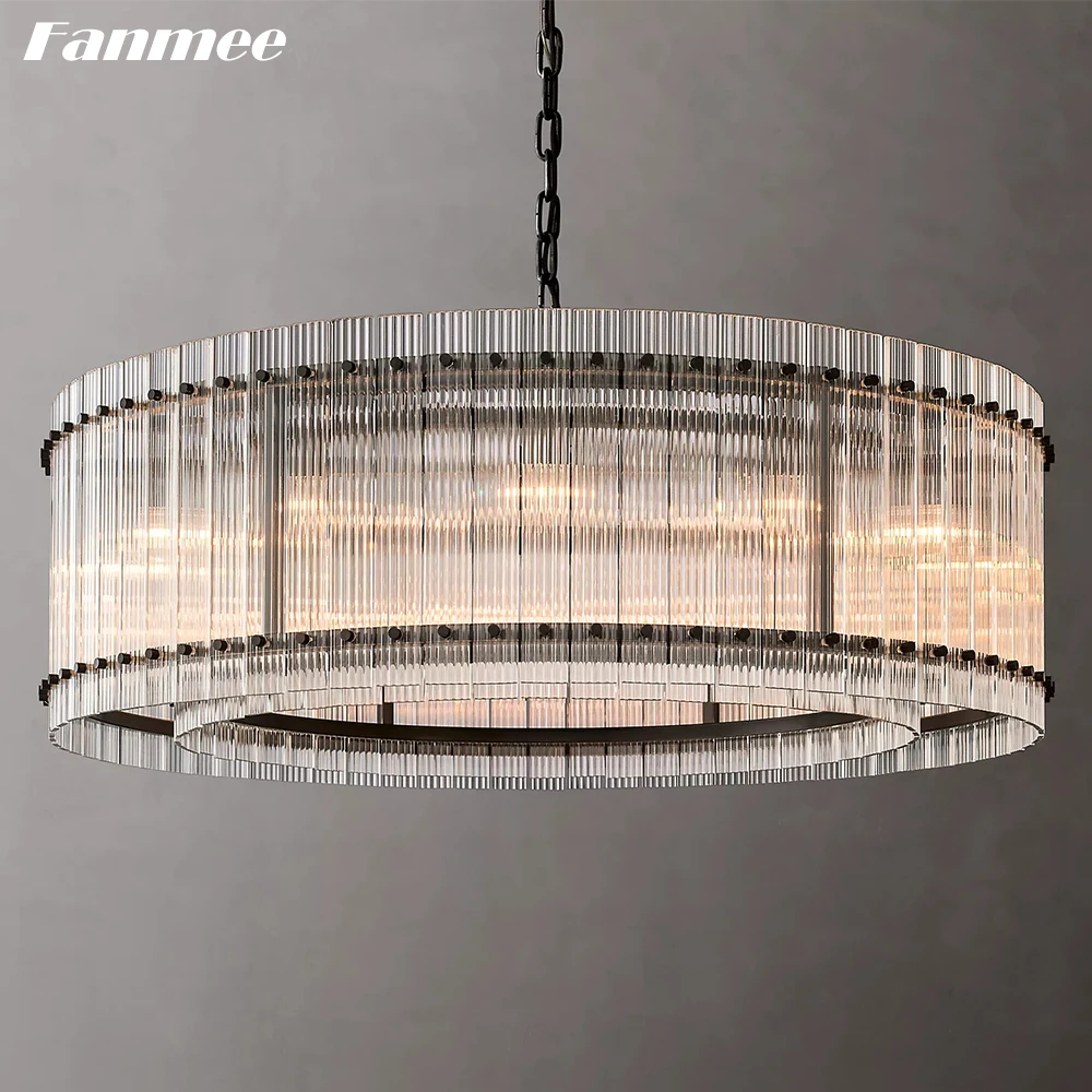 Modern Glass Chandelier Lighting for Living Room Fluted Glass Pendant Chandelier Lamps San Marco Glass Hanging Lighting Fixture