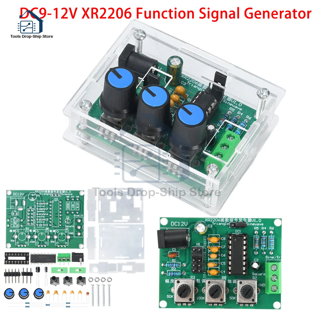 

DC 9-12V XR2206 Function Signal Generator DIY Kit Sine Triangle Square Wave 1Hz-1MHz Frequency Range Adjustable Frequency Parts