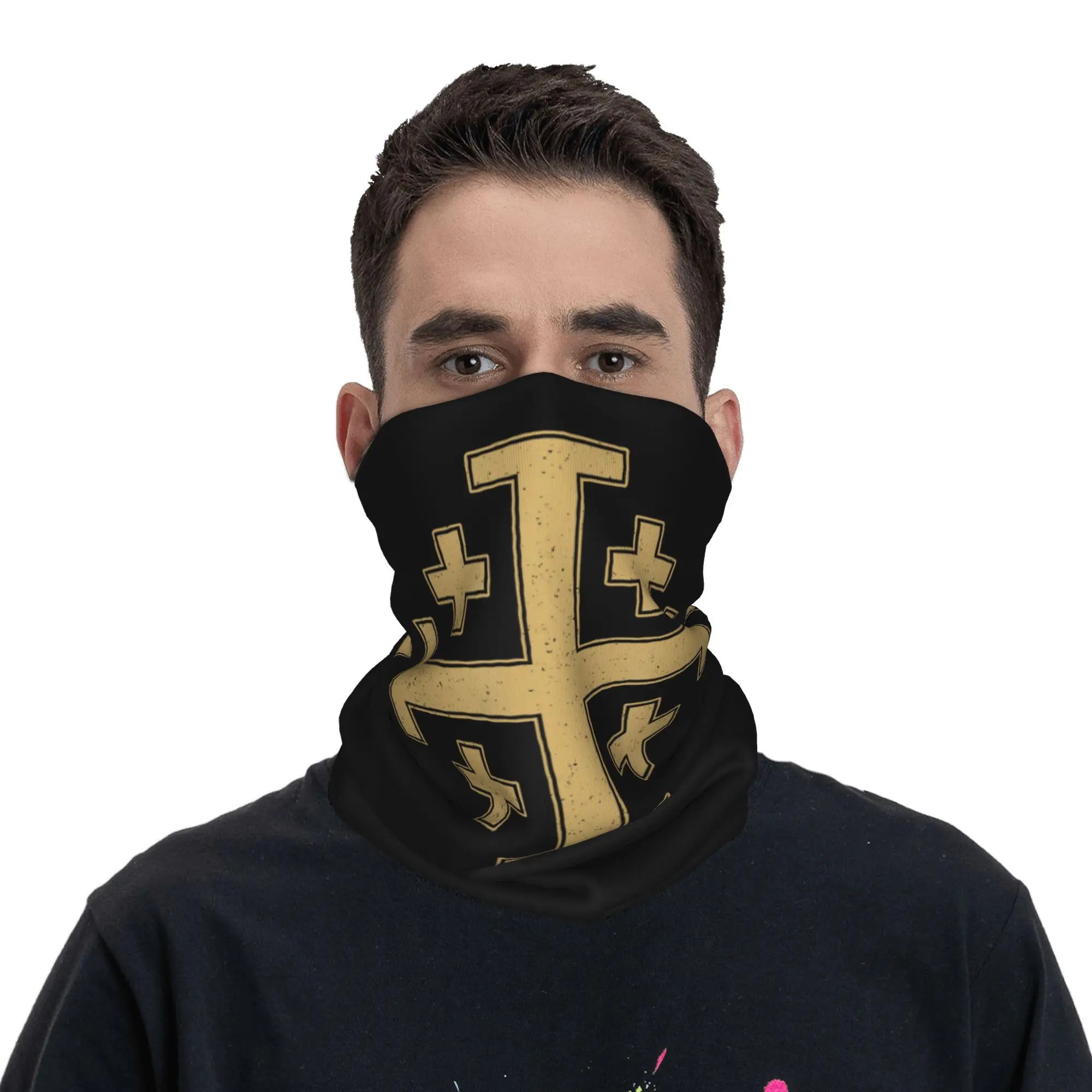 Knight Jerusalem Cross Christian Bandana Neck Gaiter Printed Templar Jesus Balaclavas Magic Scarf Multi-use Cycling Hiking Adult