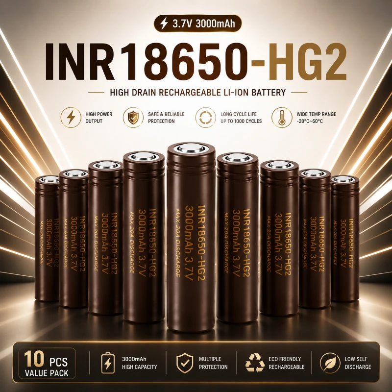 Lithium-Akku INR HG2 18650 3000mAh 3.7V 20A Hochstrom Wiederaufladbar für Elektrowerkzeuge Bohrmaschine Winkelschleifer Elektrischer Schraubendreher Elektroschrauber Energieakku Lager Polen EU