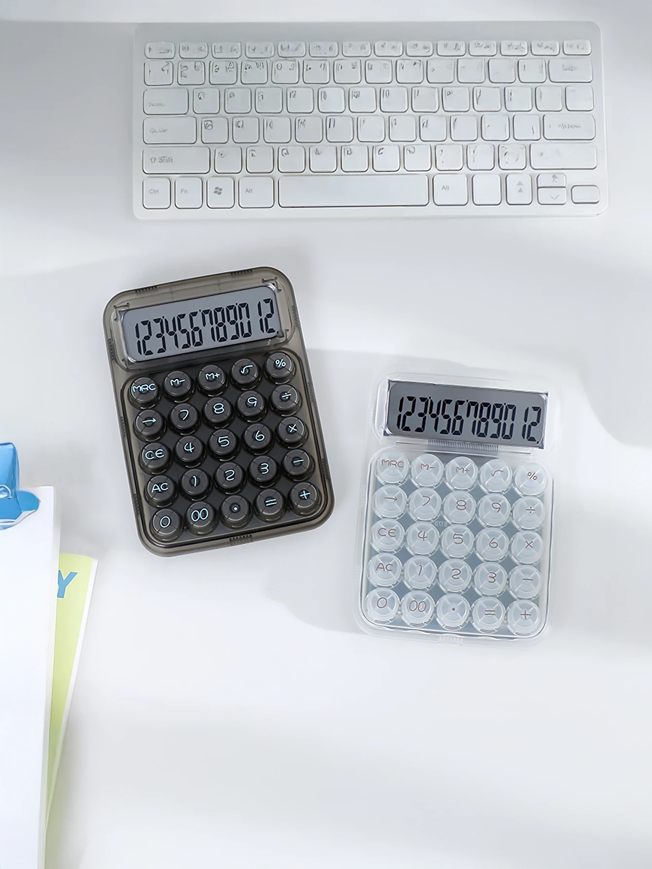 Transparent Dopamine 12-Key Desktop Calculator, High-End Fashion Mechanical Keyboard, Suitable for Students and Office Use,