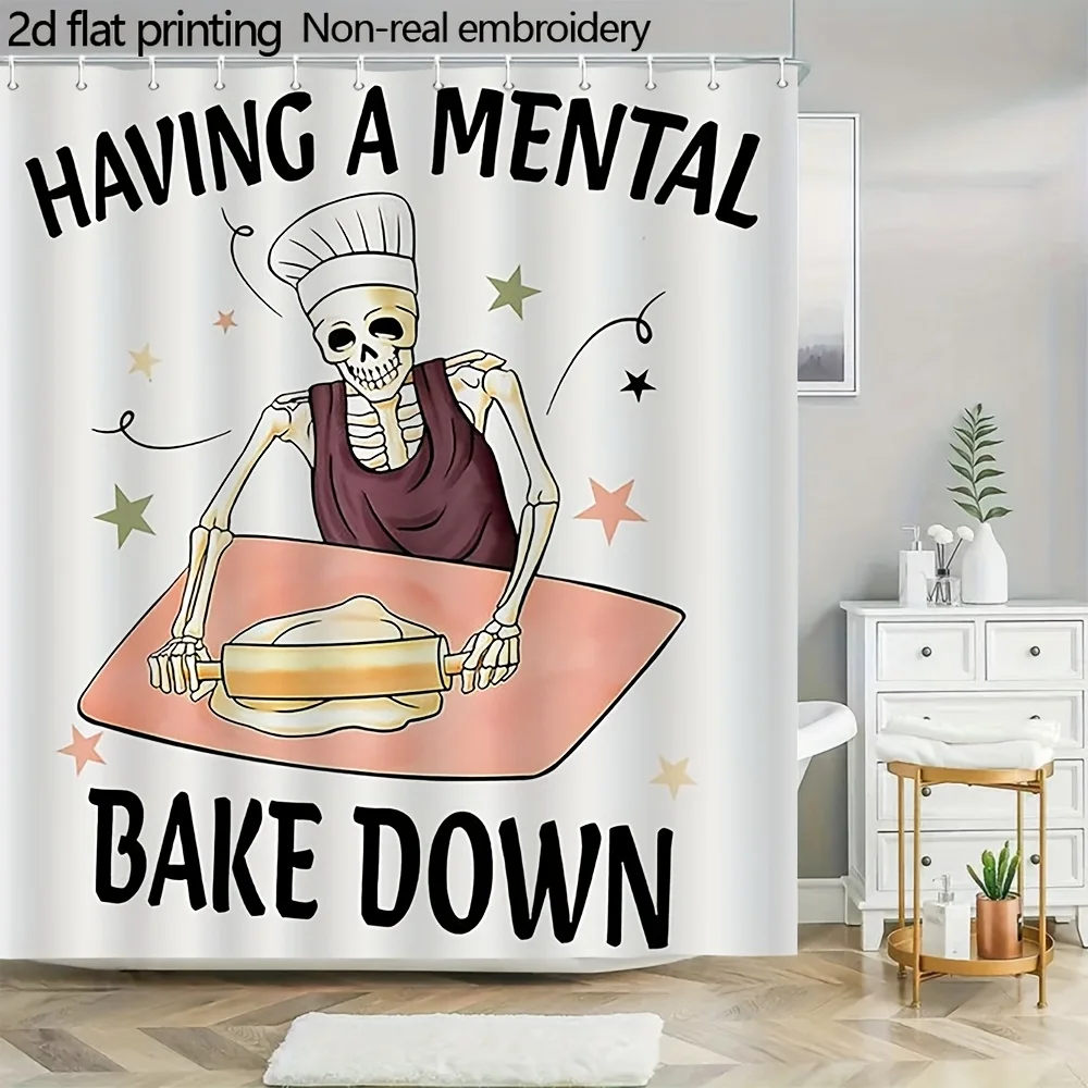 Funny Skeleton Shower Curtain, 