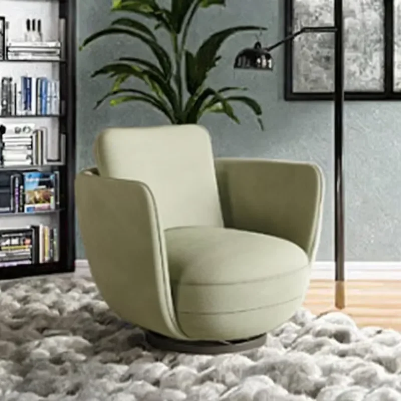 Modern Durable Single Sofa Chair Circular Soft Fabric Armchair for Home Furniture Dining Bedroom Easy Use Villa Living Room
