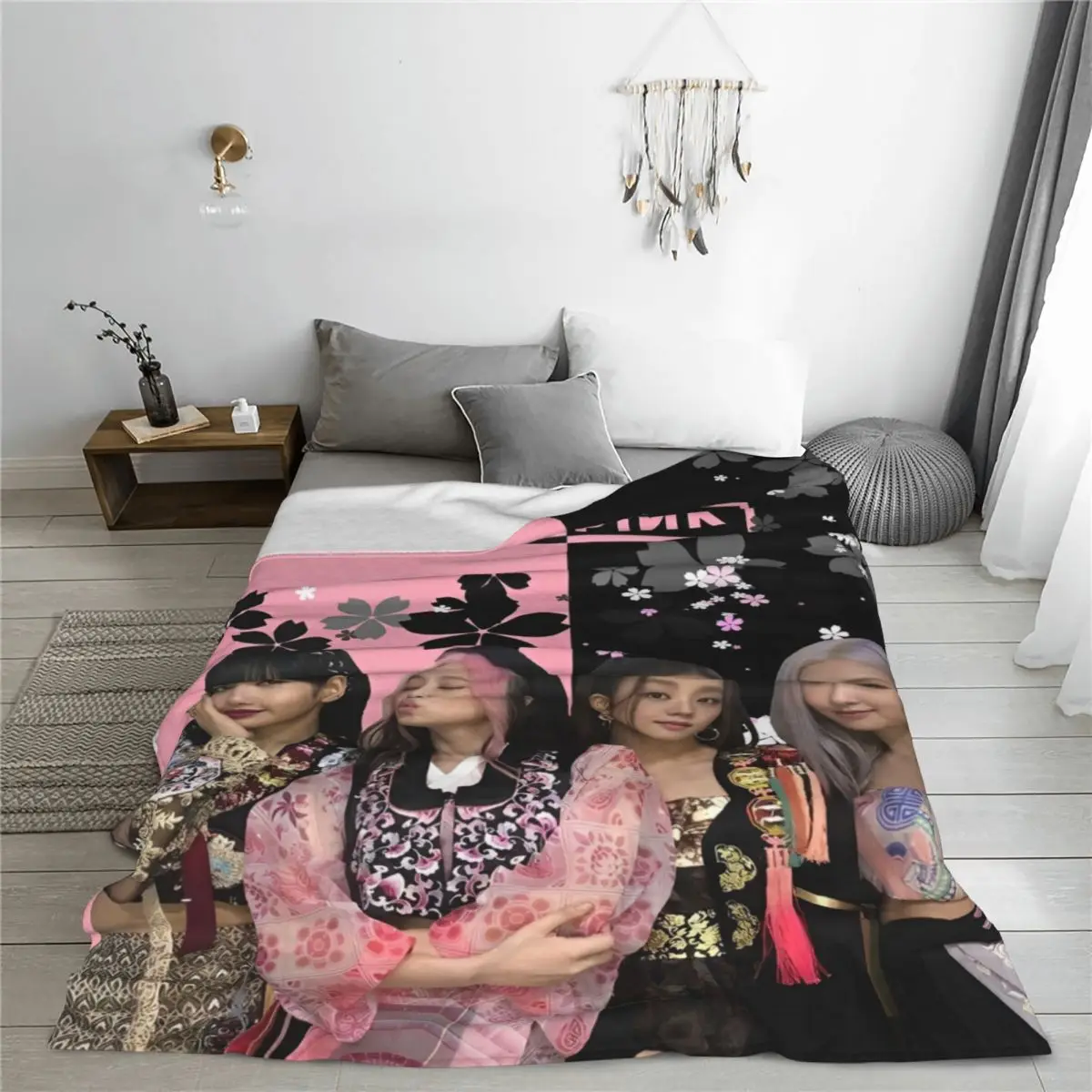 Music Idol Black-Pinks Girl Blankets Flannel All Season Multifunction Lightweight Thin Throw Blankets for Bedding Bedspread