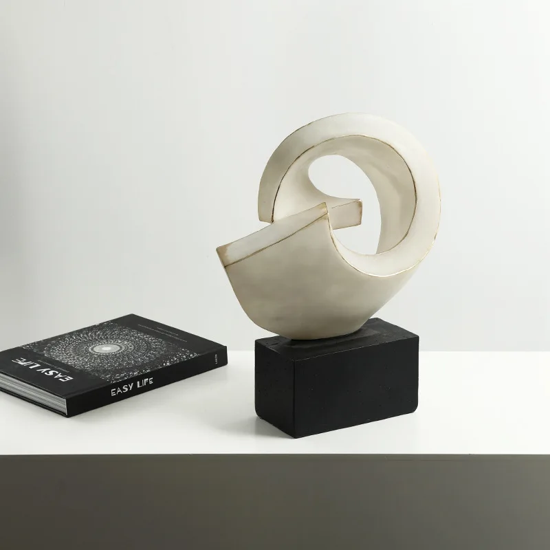 Modern Minimalist Abstract Curled Resin Sculpture, Premium Creative Art Craft for Exhibition Hall, Hotel Lobby & Tabletop Decor