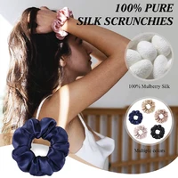 3PCS 100% Pure Mulberry Silk Hair Scrunchies Silk Hair Ties Hairbands Skinny Scrunchies Ponytail Holders Hair Care Accessories - Image 2