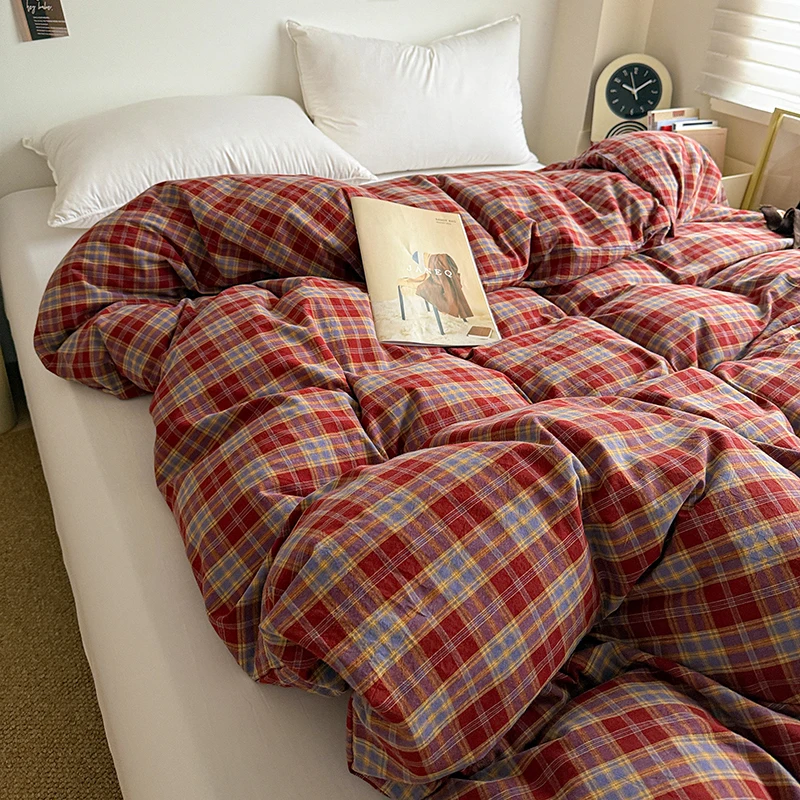 100%Cotton Duvet Cover Checkered Stripe Printed housse de couette Single/Full/Queen/King Size Pure Cotton funda nordica 150 cama