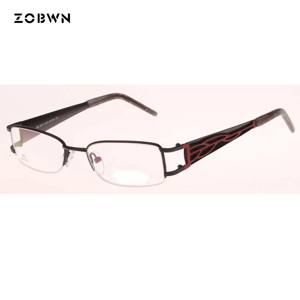 الجملة تصميم الأزياء ثلاثي الأبعاد نمط الديكور النظارات البصرية المعدنية الزرقاء الداكنة للنساء نمط الأزهار على معبد