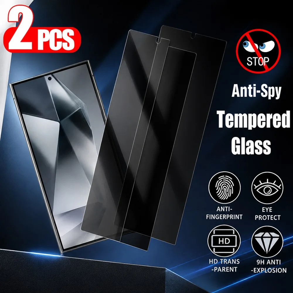 2PCS Privacy Tempered Glass For Samsung Galaxy S24+ S24 Anti Spy Screen Protector For Samsung Galaxy S24 FE S24 Ultra