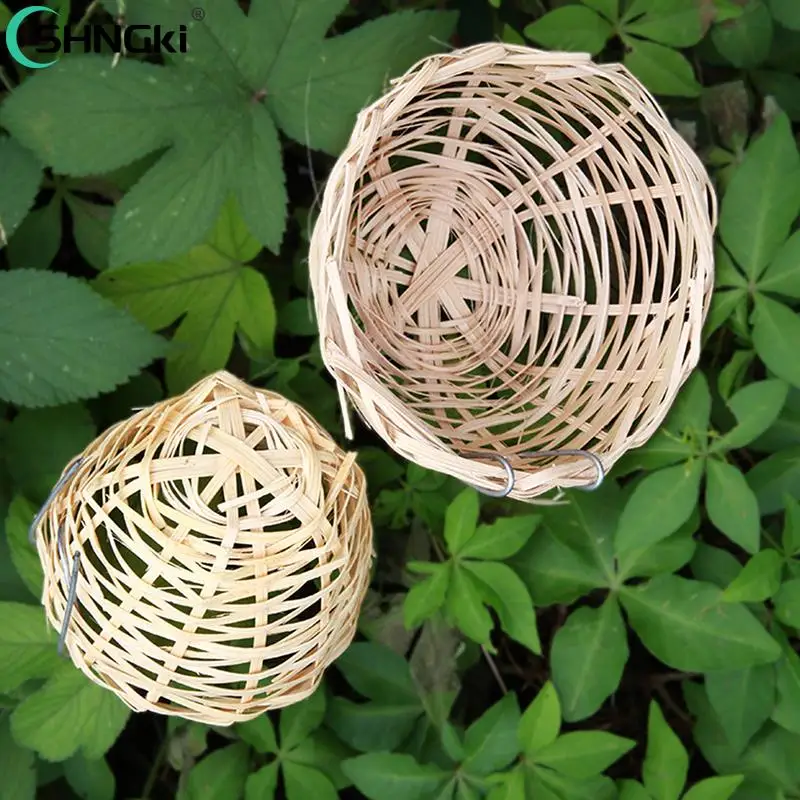  Natural Bamboo Fiber Birdcage Birdhouse Bird Nest - Cozy Resting Breeding Place For Parrot, Canary Or Cockatiel Or Other Birds