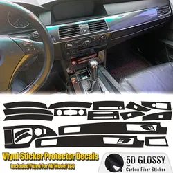 Auto Interior Trim Protective Film Decoration 5D Carbon Fiber Vinyl Sticker  For-BMW 5 Series 525I 530I E60 2003-2010 LHD